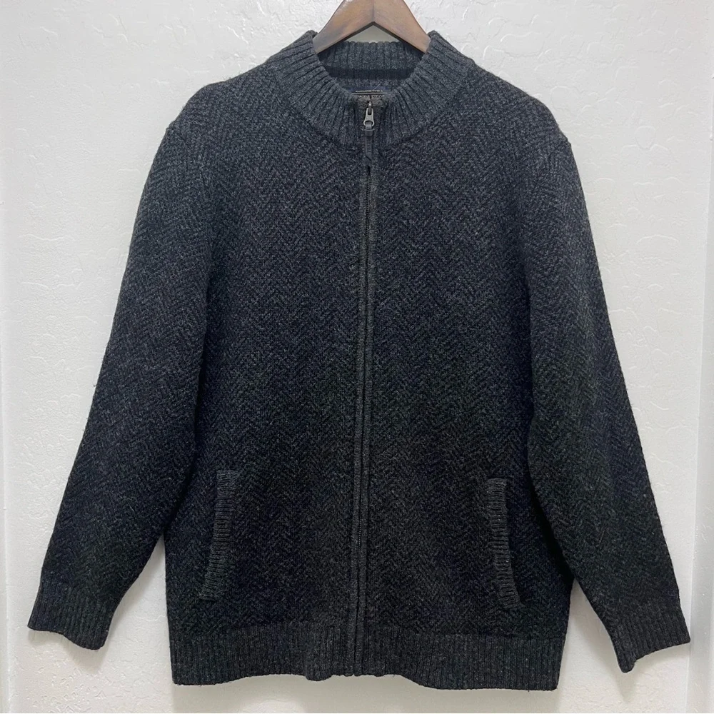 Pendleton Men’s 100% Shetland Wool Full Zip Sweater Sz L Washable Wool
